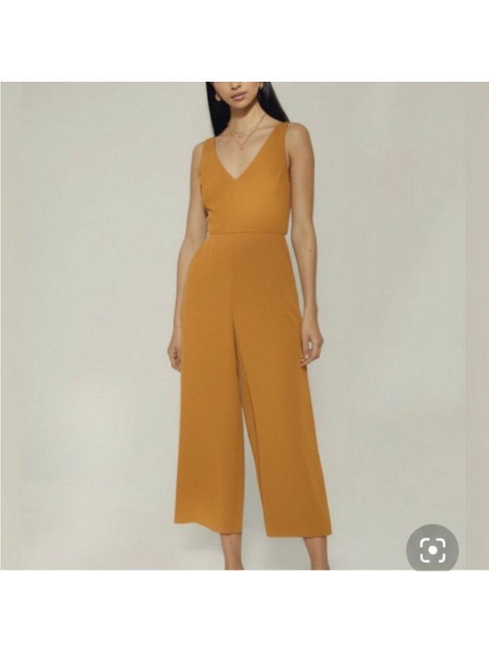 Aritzia Wilfred Écoulement V-Neck Sleeveless Wide Leg Crop Jumpsuit Sz 4